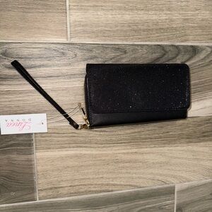 Black Glitter Wristlet Wallet